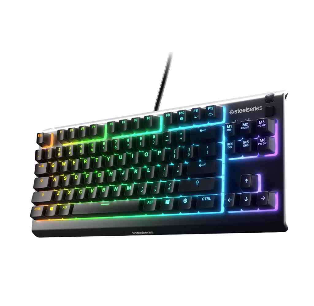 SteelSeries Apex 3 TKL RGB gaming keyboard.