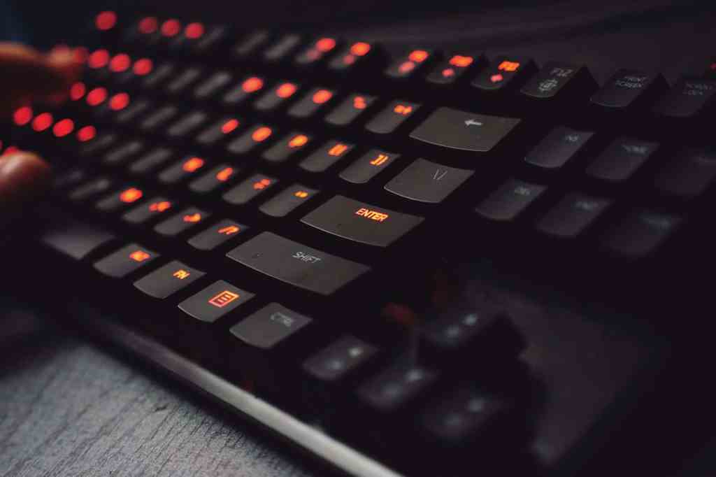 Closeup of a gaming keyboard.