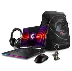 MSI Raider GE78 HX gaming laptop bundle pack.