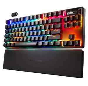 SteelSeries Apex Pro TKL gaming keyboard.