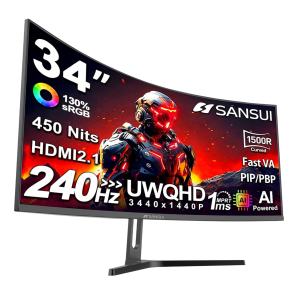 SANSUI 34" (ES-G34C5 PRO) gaming monitor.